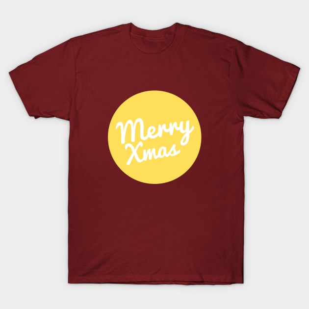 Merry Xmas Yellow Design T-Shirt by ibarna